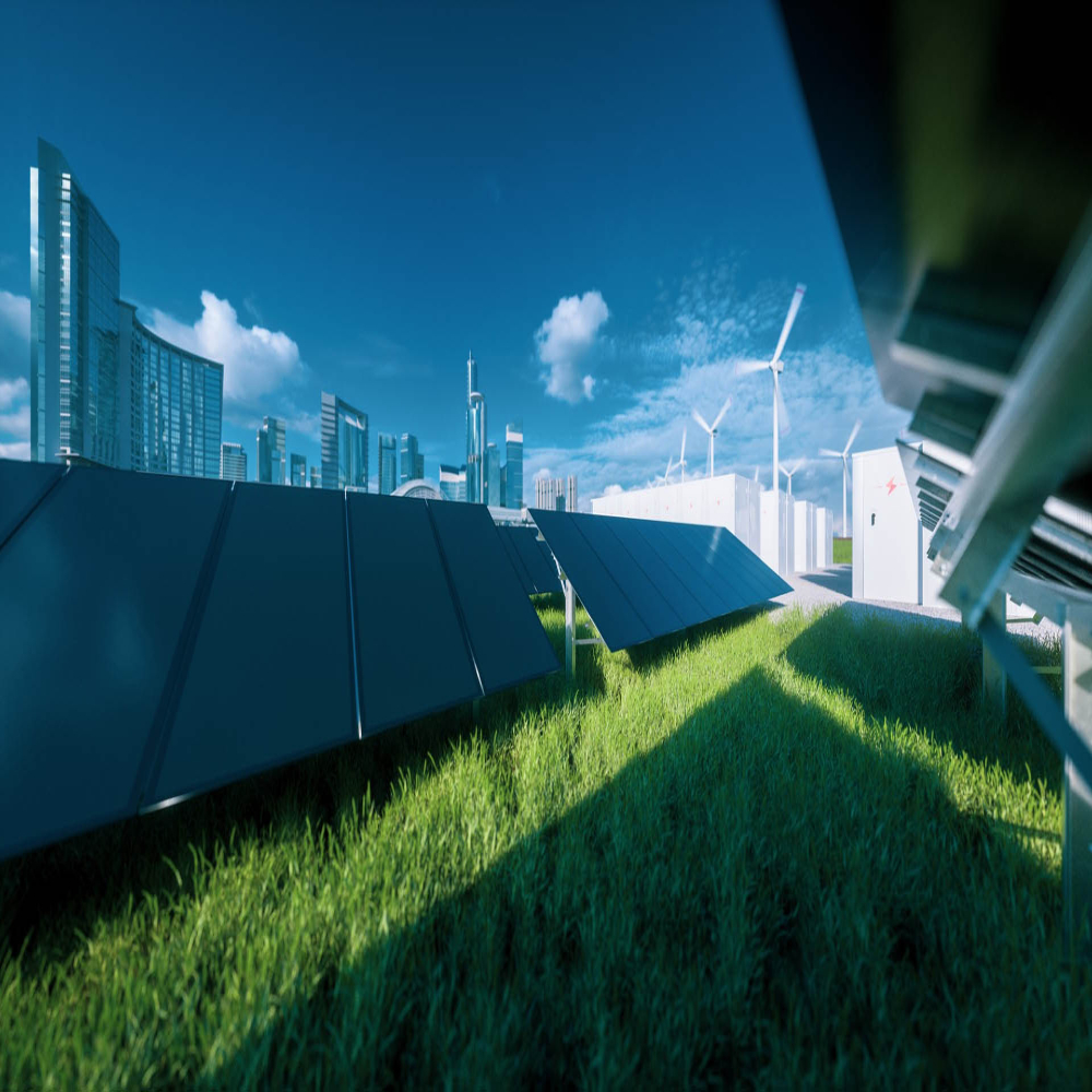 modern-black-frameless-solar-panel-farm-battery-energy-storage-wind-turbines-fresh-green-grass-blue-sky-concept-green-sustainable-energy-system-3d-rendering